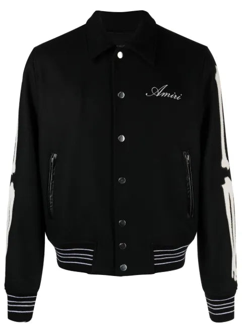 AMIRI Bones Varsity appliqué wool-blend bomber jacket