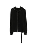 Rick Owens DRKSHDW Tower gimp hoodie in black compact heavy jersey