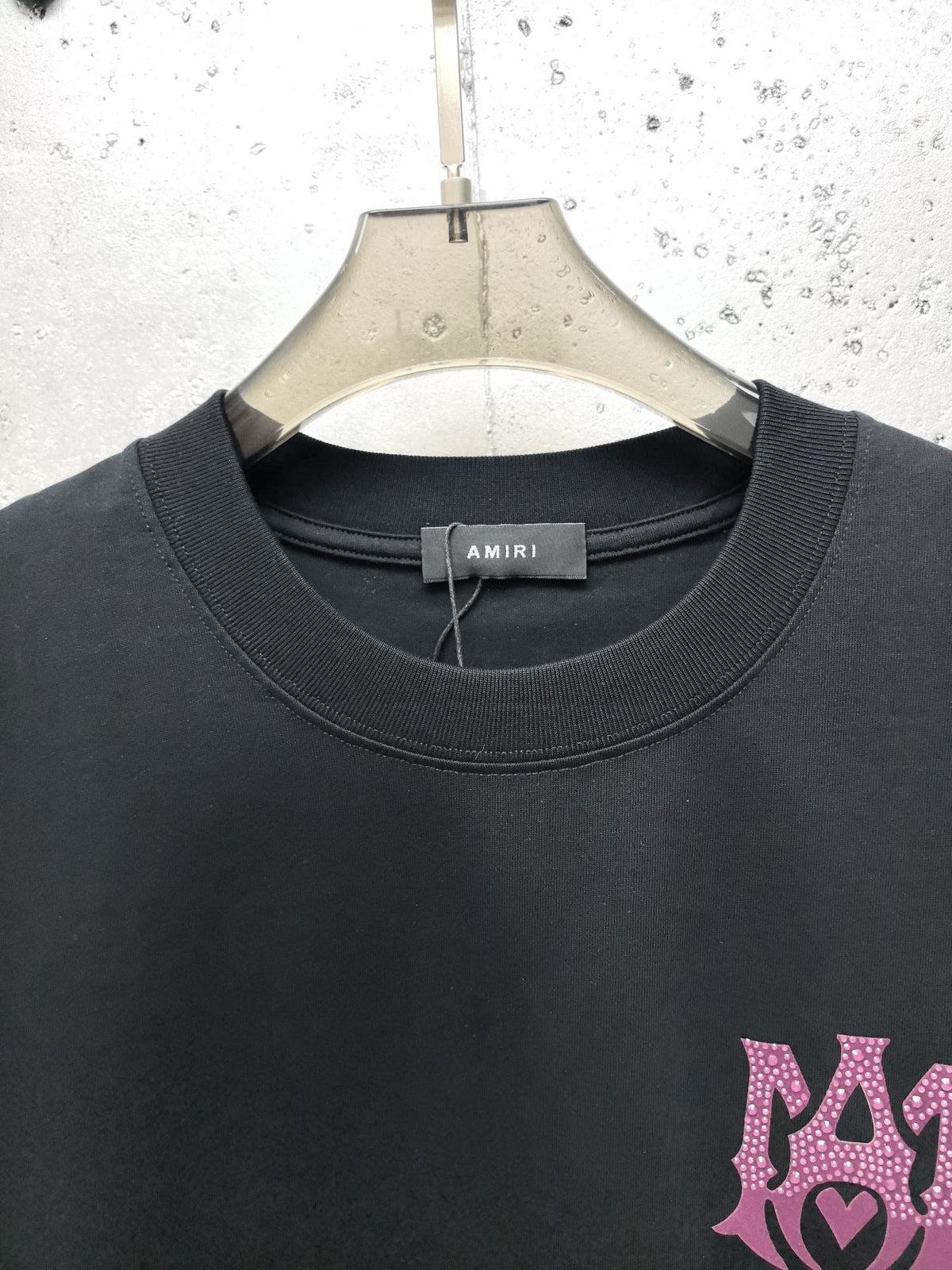 AMIRI Gothic Monogram Chest Graphic Crew Neck Short‑Sleeve T‑Shirt