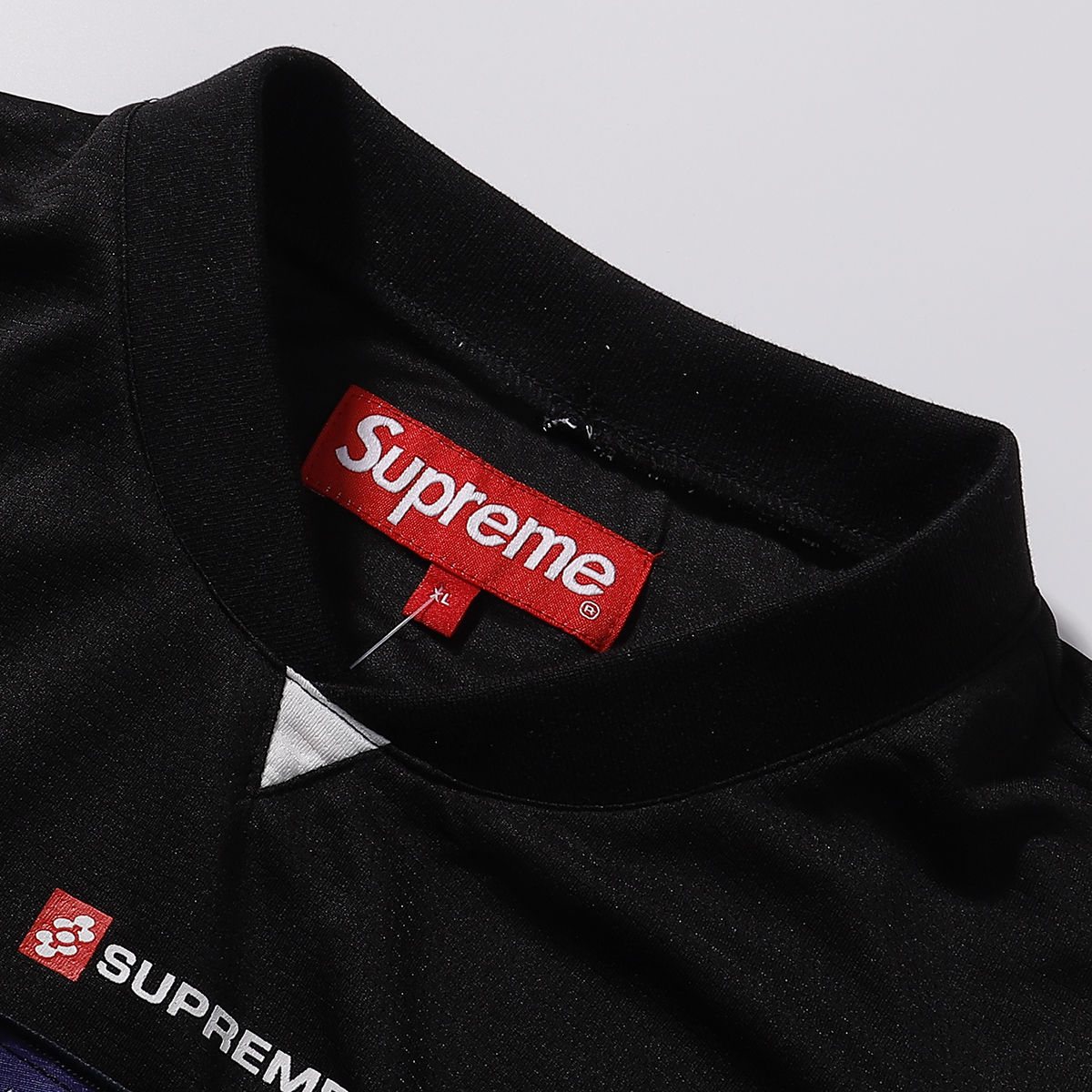 Supreme Black Contrast Panel Soccer Jersey T-Shirt