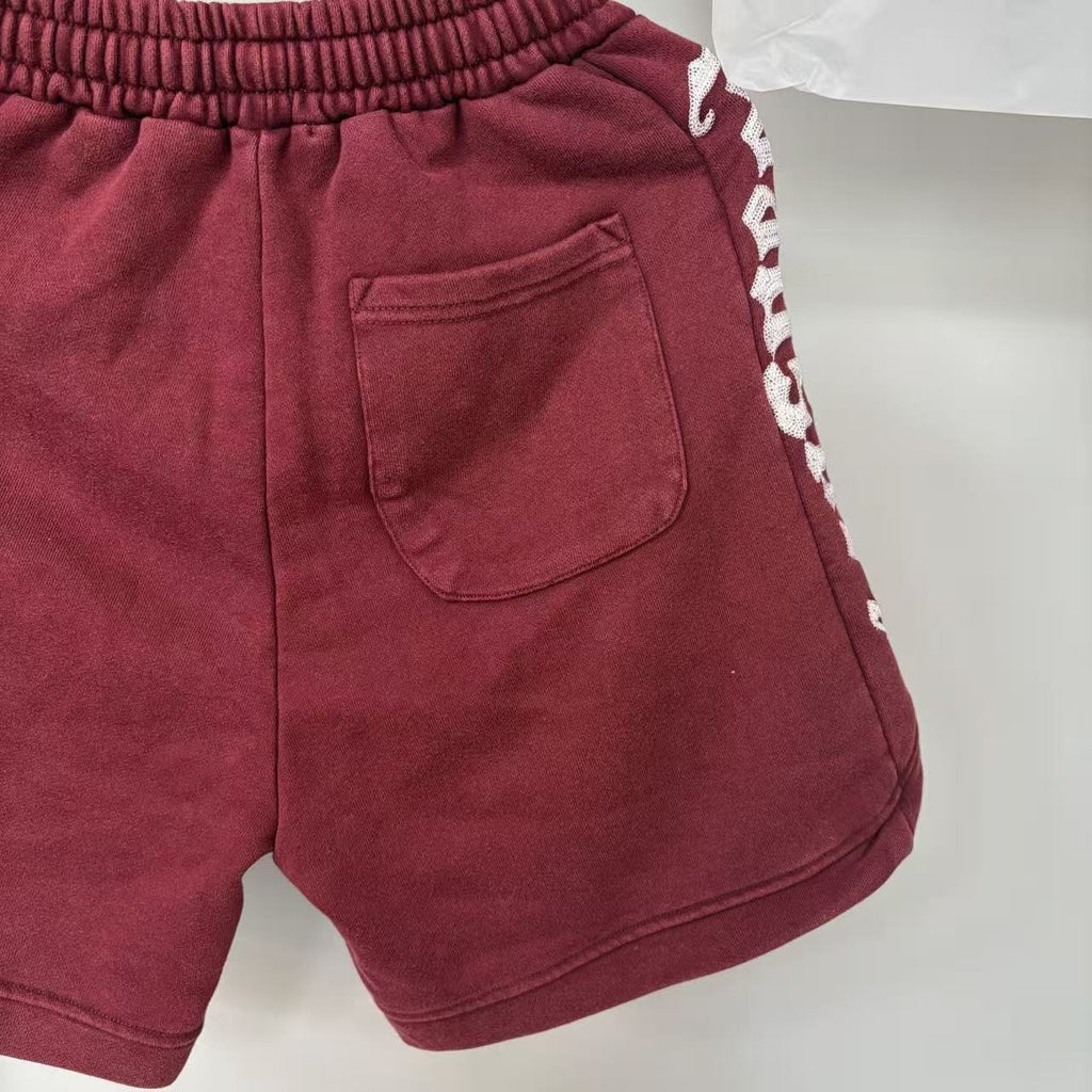 Godspeed Burgundy Side-Letter Graphic Shorts