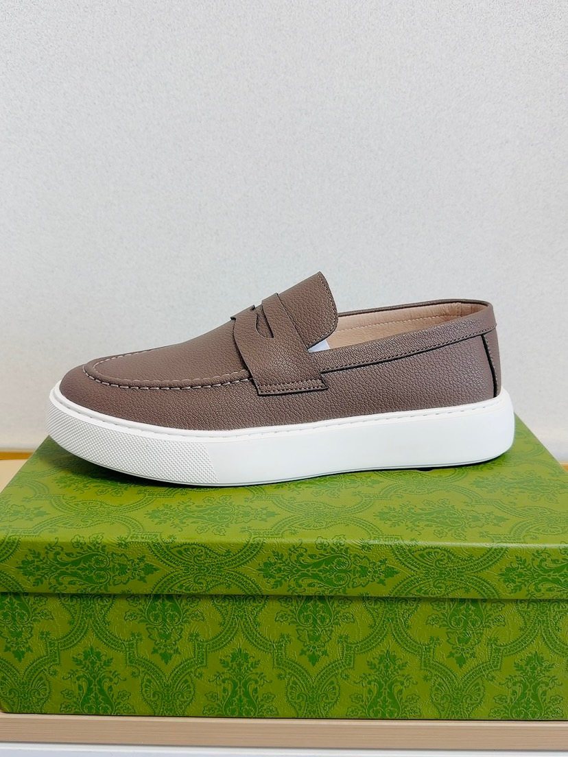 Gucci White-Sole Penny Loafers
