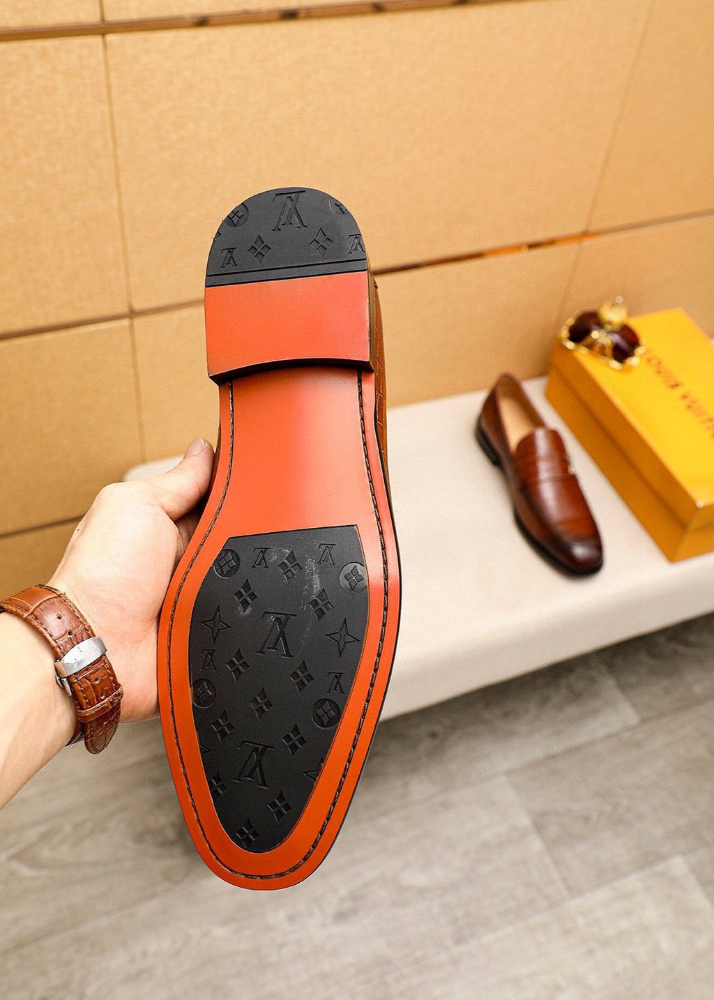 Louis Vuitton Embossed Metal-Accent Loafers
