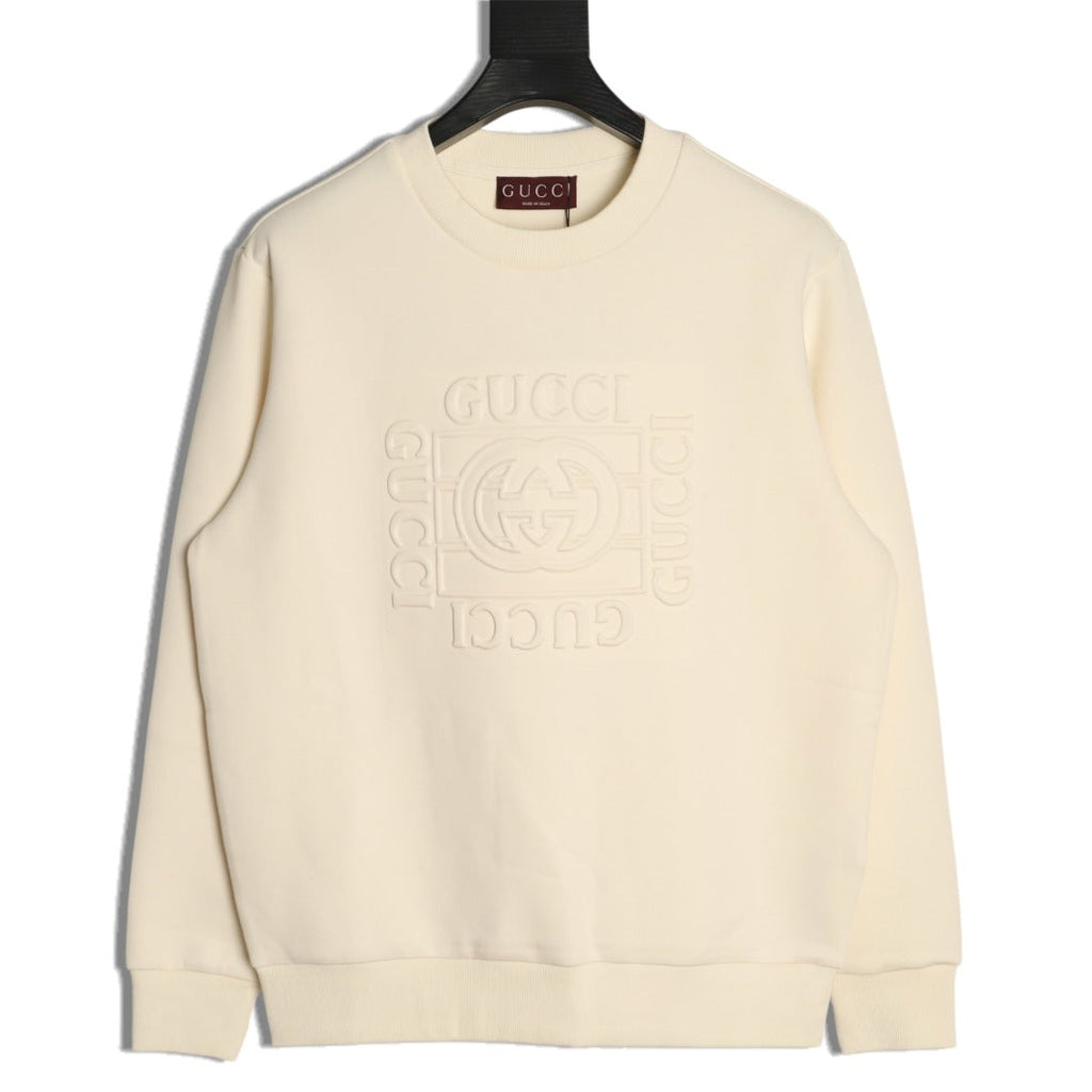 Gucci Interlocking G and Lettering Crewneck Sweatshirt - Cream